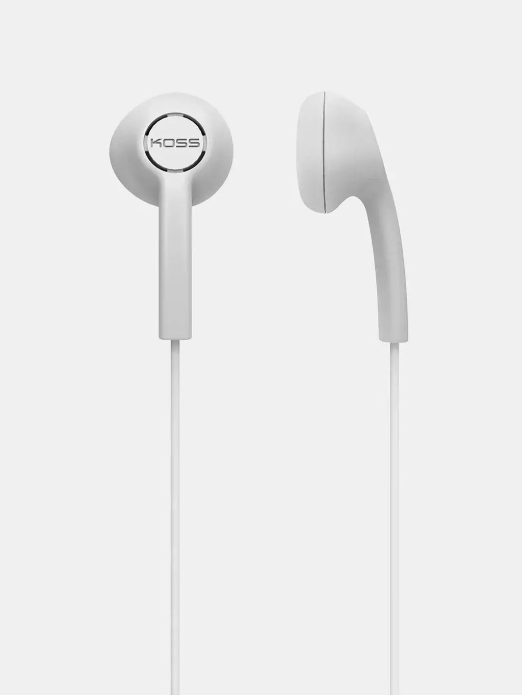 Koss KE5W wired in-ear earbuds in white with 3.5mm audio plug