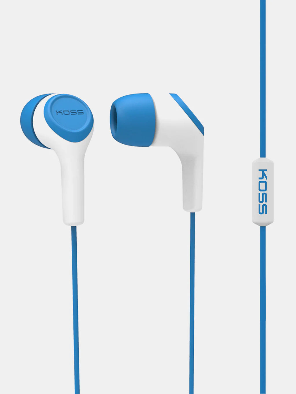 Koss KEB15i blue wired in-ear earbuds with inline microphone and 3.5mm audio plug
