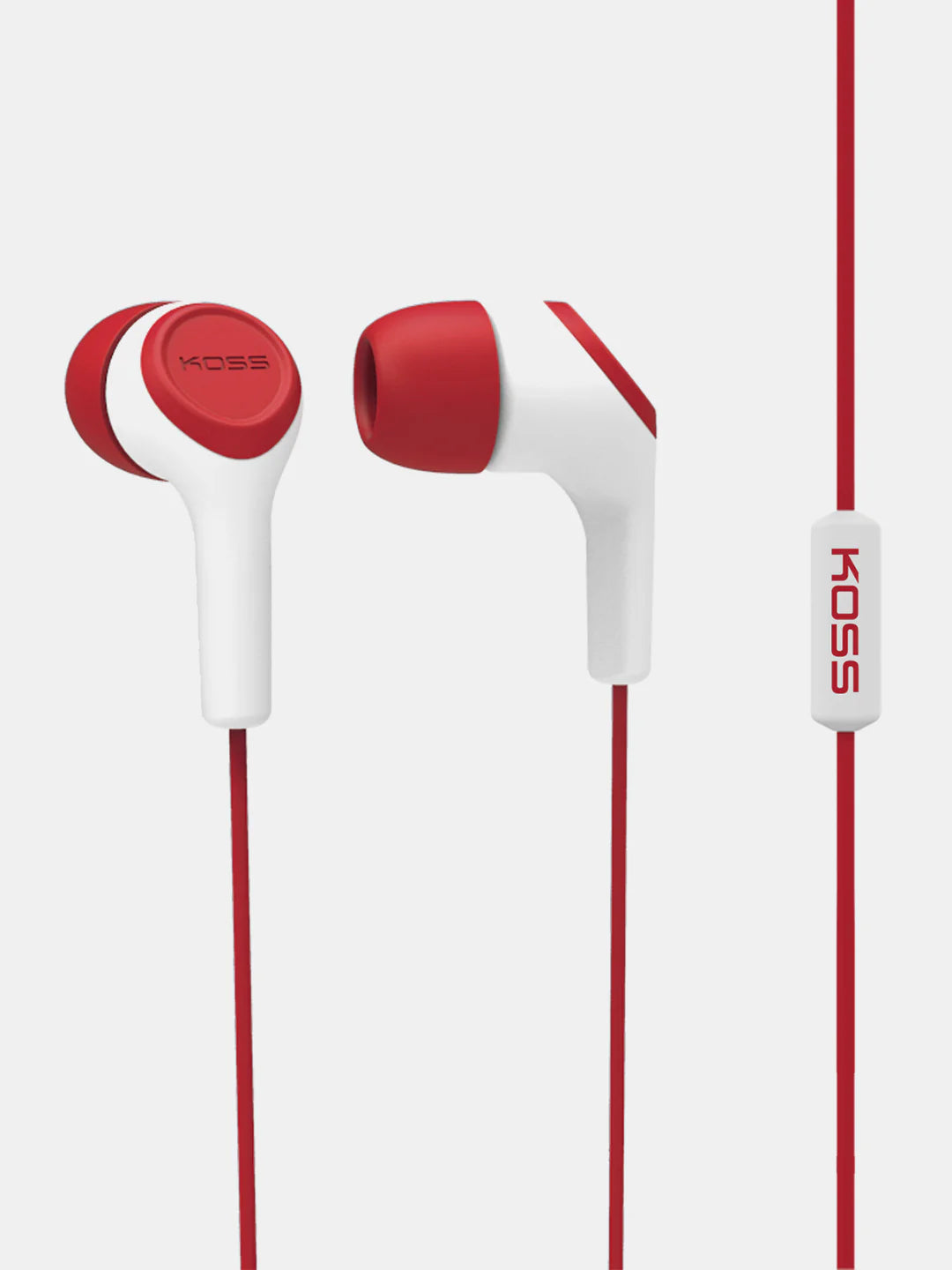 Koss KEB15i red wired in-ear earbuds with inline microphone and 3.5mm audio plug