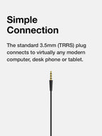3.5mm TRRS plug detail on Koss KEB6i in-ear headphones with mic