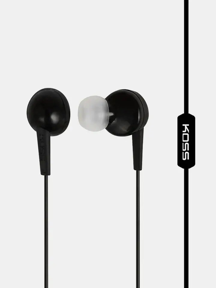 Koss KEB6i wired in-ear earbuds with inline microphone and 3.5mm audio plug in black