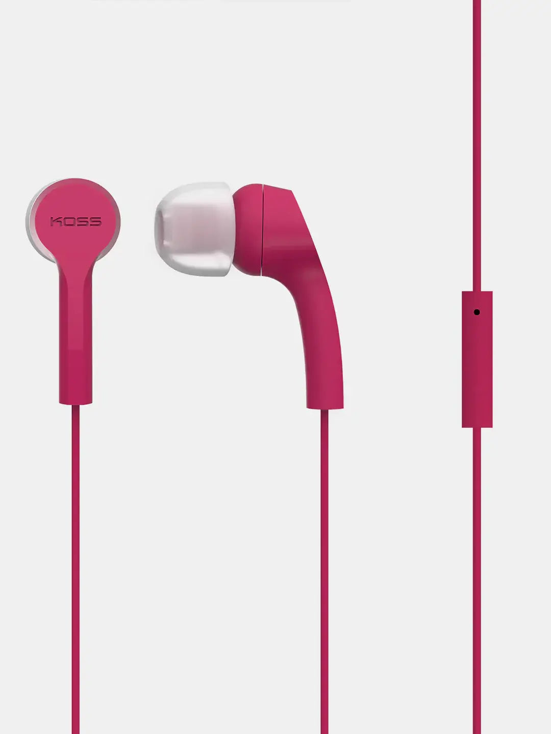 Koss KEB9i wired in-ear earbuds with inline microphone and 3.5mm audio plug in pink