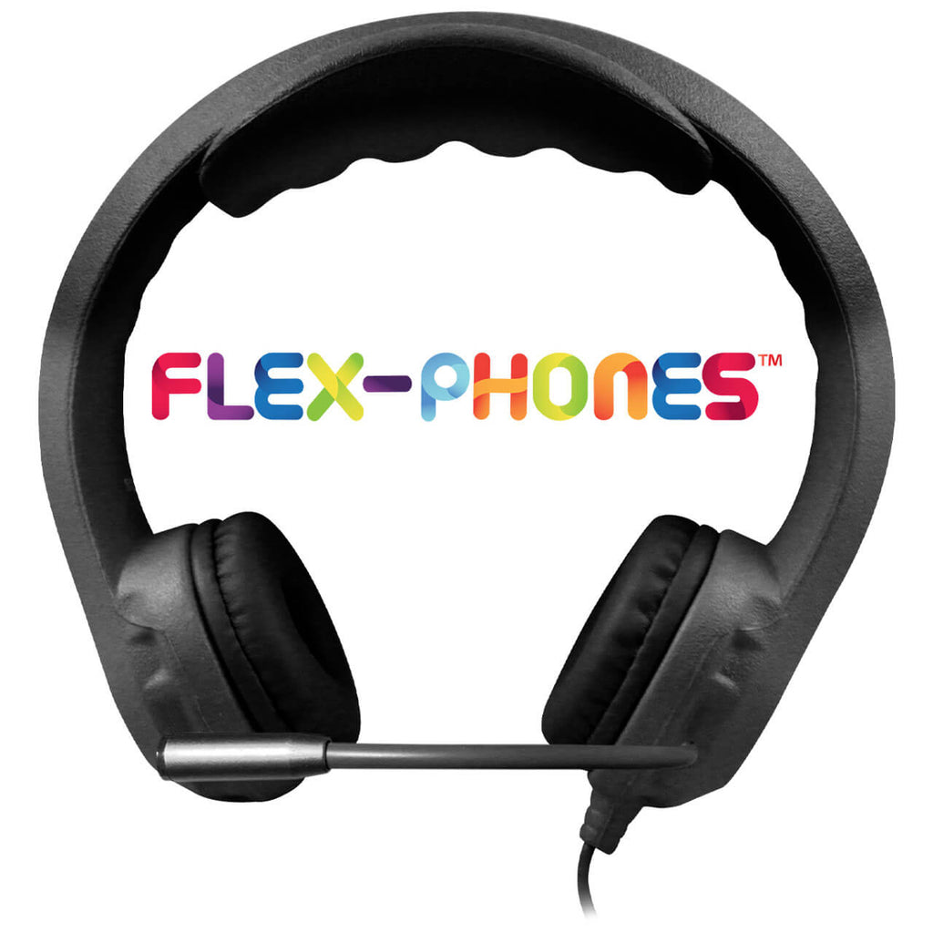 HamiltonBuhl Flex-Phones TRRS Headset - 42 Pack with colorful logo on a black headset