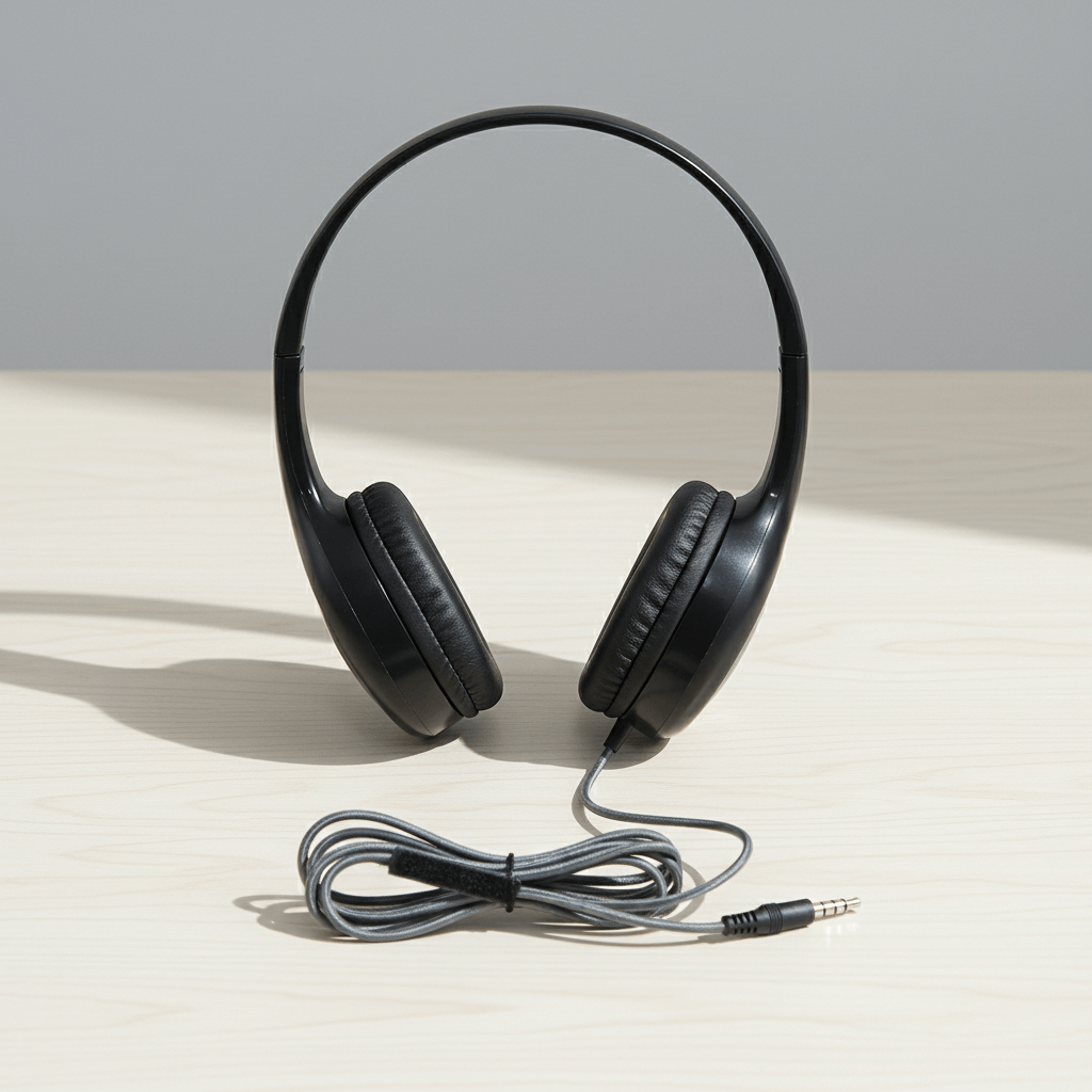 Califone KH-08T On-Ear Headset with In-Line Microphone – 3.5mm Classroom Headphones