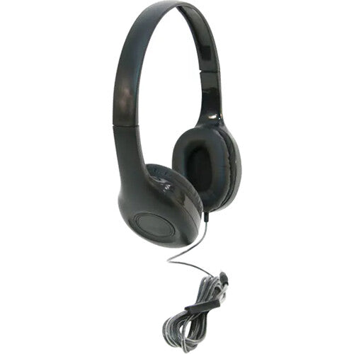 side view of Califone KH-08T black on-ear headset with microphone