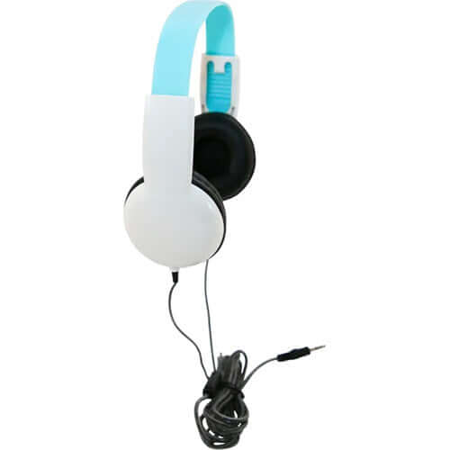 side view of Califone KH-12V white pre-K on-ear headphones with volume control for classroom use