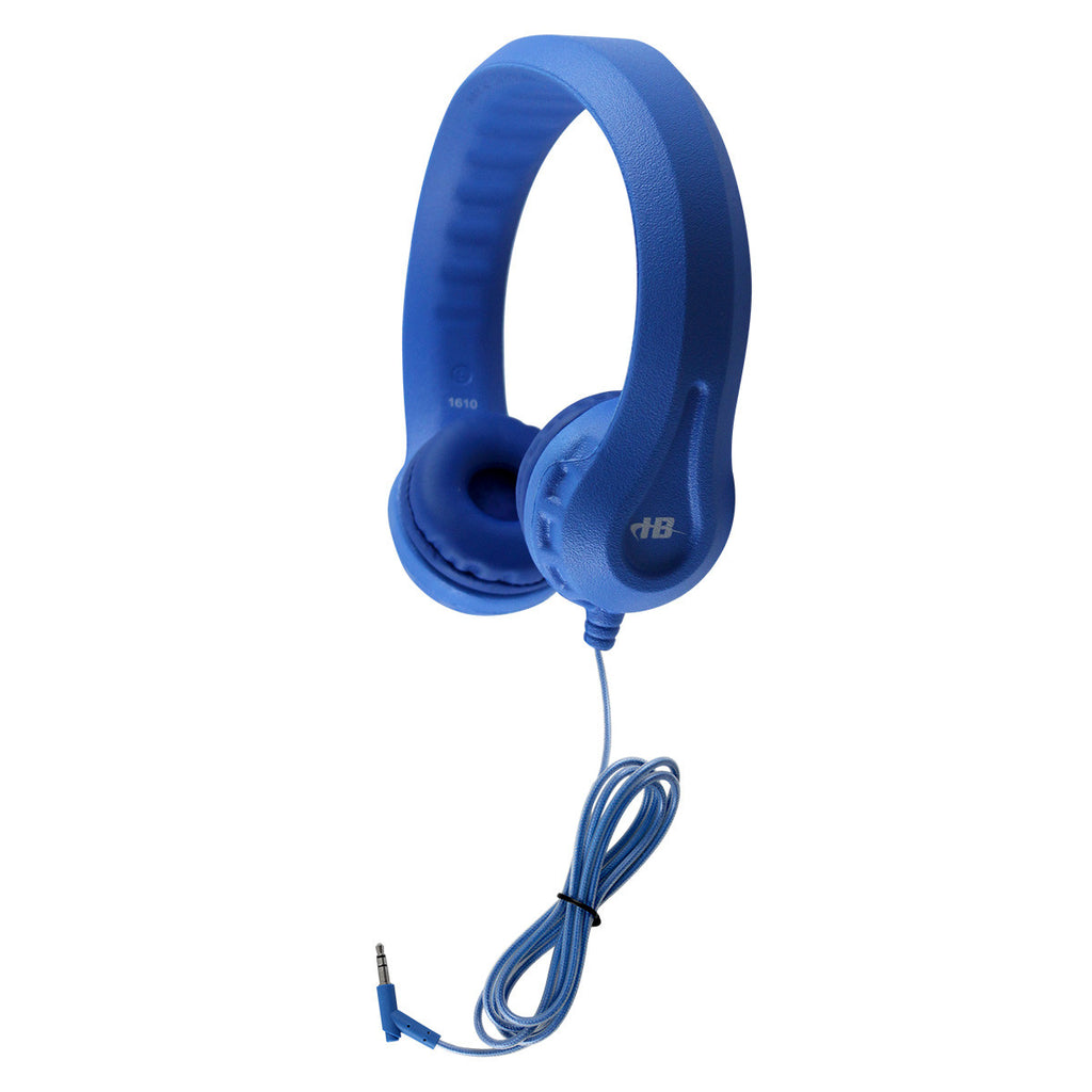 Flex-Phones foam headphones with flexible headband for classroom listening in blue