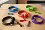HamiltonBuhl Flex-Phones Virtually Indestructible Foam Headphones – Color Pack (Blue, Black, Red, Green, Purple)