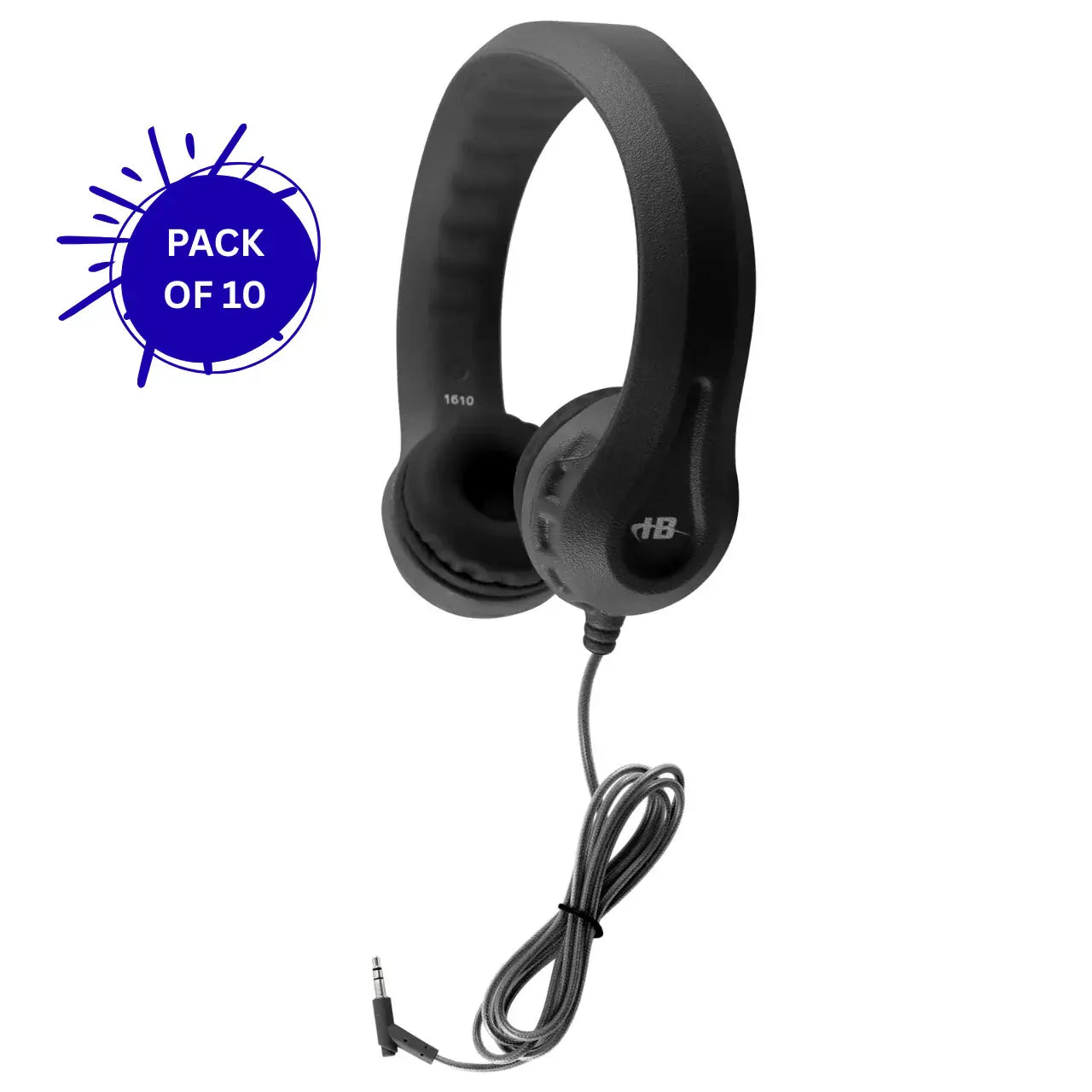 HamiltonBuhl Flex-Phones foam headphones black 10 pack durable flexible classroom headphones with soft ear cushions for student use