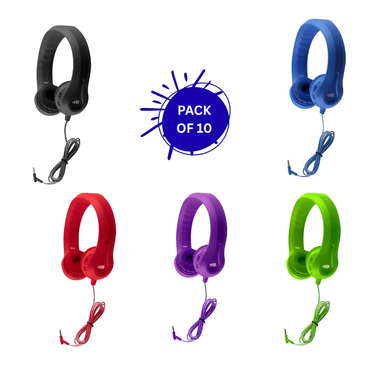 HamiltonBuhl Flex-Phones foam headphones 10 pack durable flexible classroom headphones with soft cushions for student use