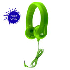 HamiltonBuhl Flex-Phones foam headphones green 10 pack durable flexible classroom headphones with soft ear cushions for student use