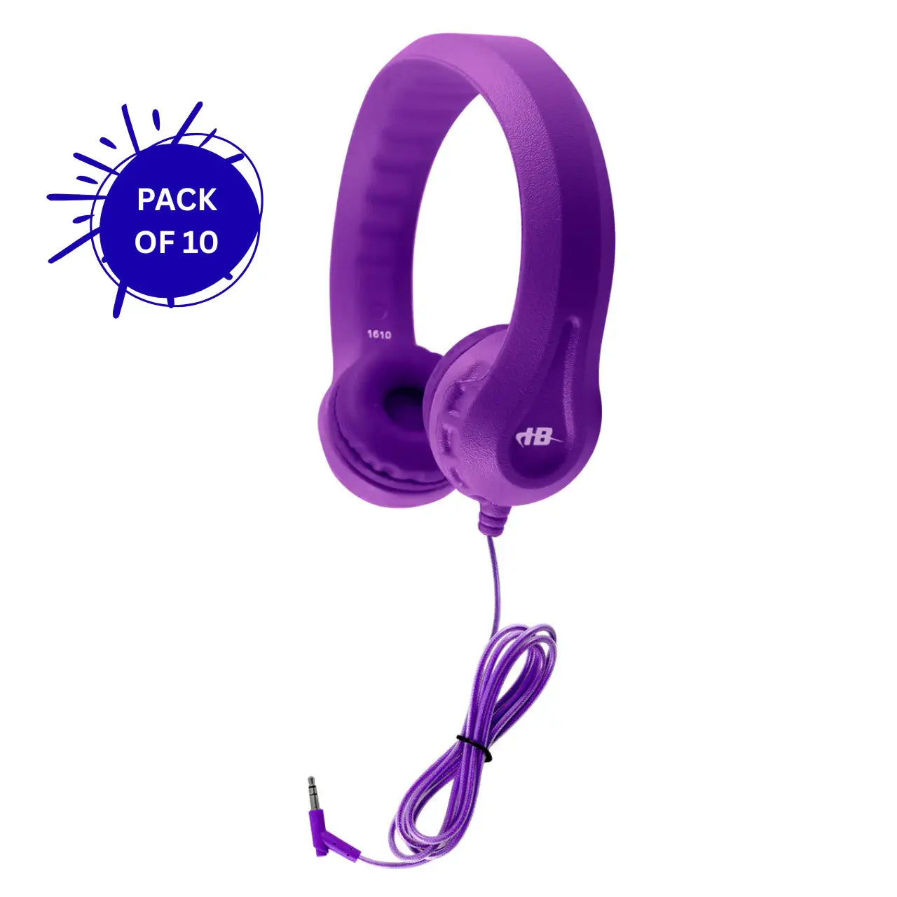 HamiltonBuhl Flex-Phones foam headphones purple 10 pack durable flexible classroom headphones with soft ear cushions for student use
