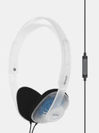 Koss KPH30i lightweight on-ear headphones with open-air design and inline microphone in clear