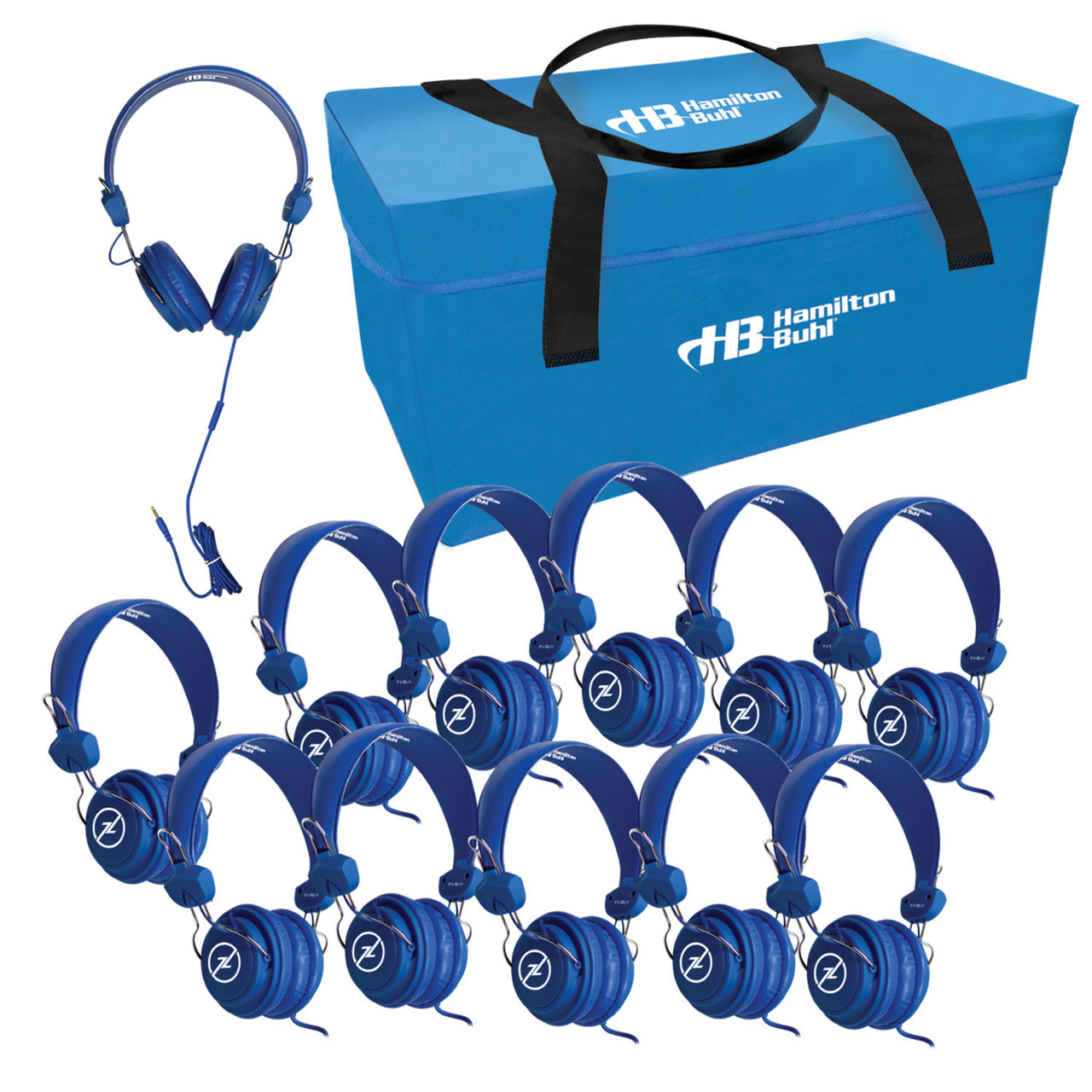 Favoritz TRRS School Headset with In-Line Microphone Lab Pack 12 with Carry Case 3.5mm