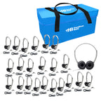 Lab pack with 24 MS2L personal headphones stored in a classroom carry case