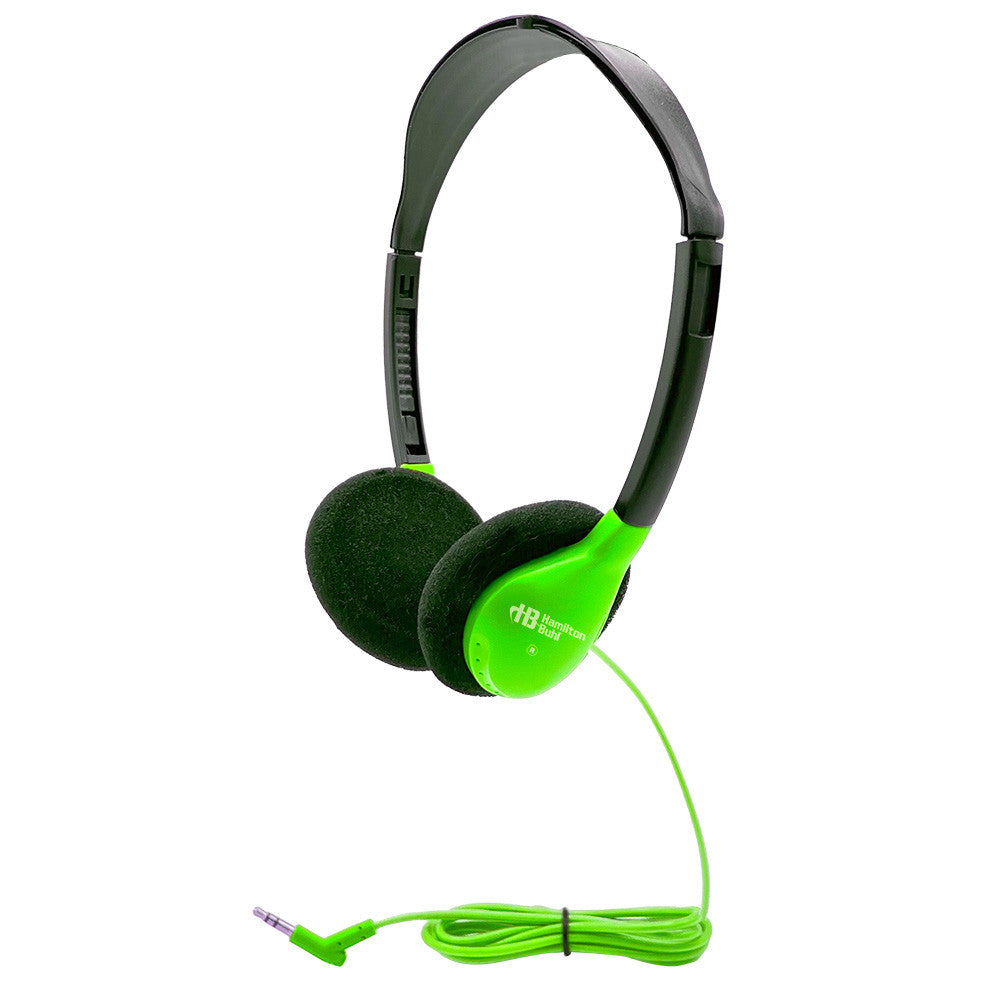 SchoolMate personal-sized headphones in bright green