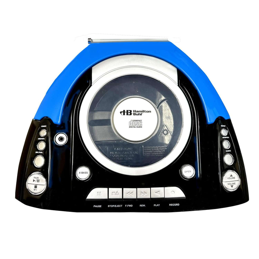 Top view of AudioAce media player  for 6-student listening center with deluxe over-ear headphones