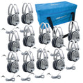 Bulk school headphones pack of 12 with carry case, ideal for educational use and classroom technology.