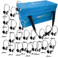 HamiltonBuhl Lab Pack with 24 HA2 bulk school headphones in a carry case, perfect for educational settings.