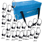 HamiltonBuhl Lab Pack with 24 HA2 bulk school headphones in a carry case, perfect for educational settings.