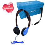 HamiltonBuhl HA2-BLU Lab Pack - 24 Blue Headphones + Case with blue carry bag and headphone design