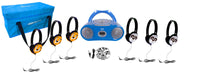 Thumbnail for 6-Station Listening Center with AudioAce™ Boombox, (3) Primo™ Tiger and (3) Panda Headphones, Jackbox, and Carry Case