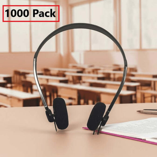 Bulk school headphones LH-06PS in classroom setting, perfect headphone pack for school use.