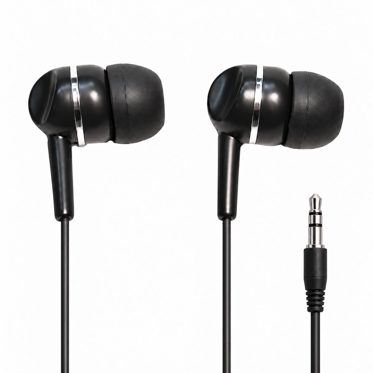School Earbuds LH-3 - Black premium stereo headphones for education and classroom use, ideal for bulk school headphone packs.