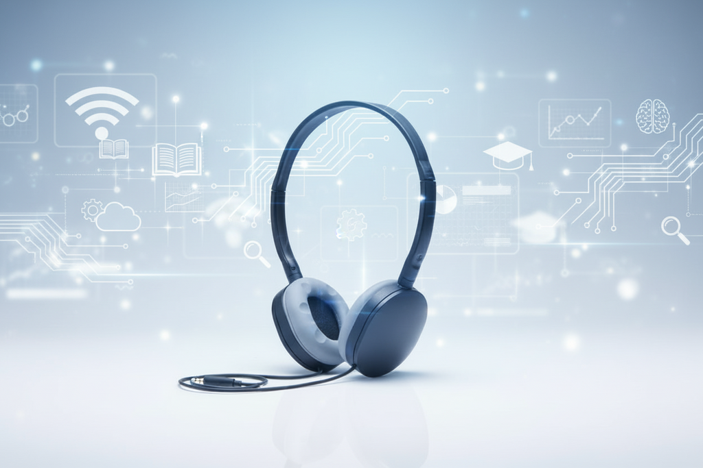 Auriculares escolares con LH-55 de auriculares gris suave