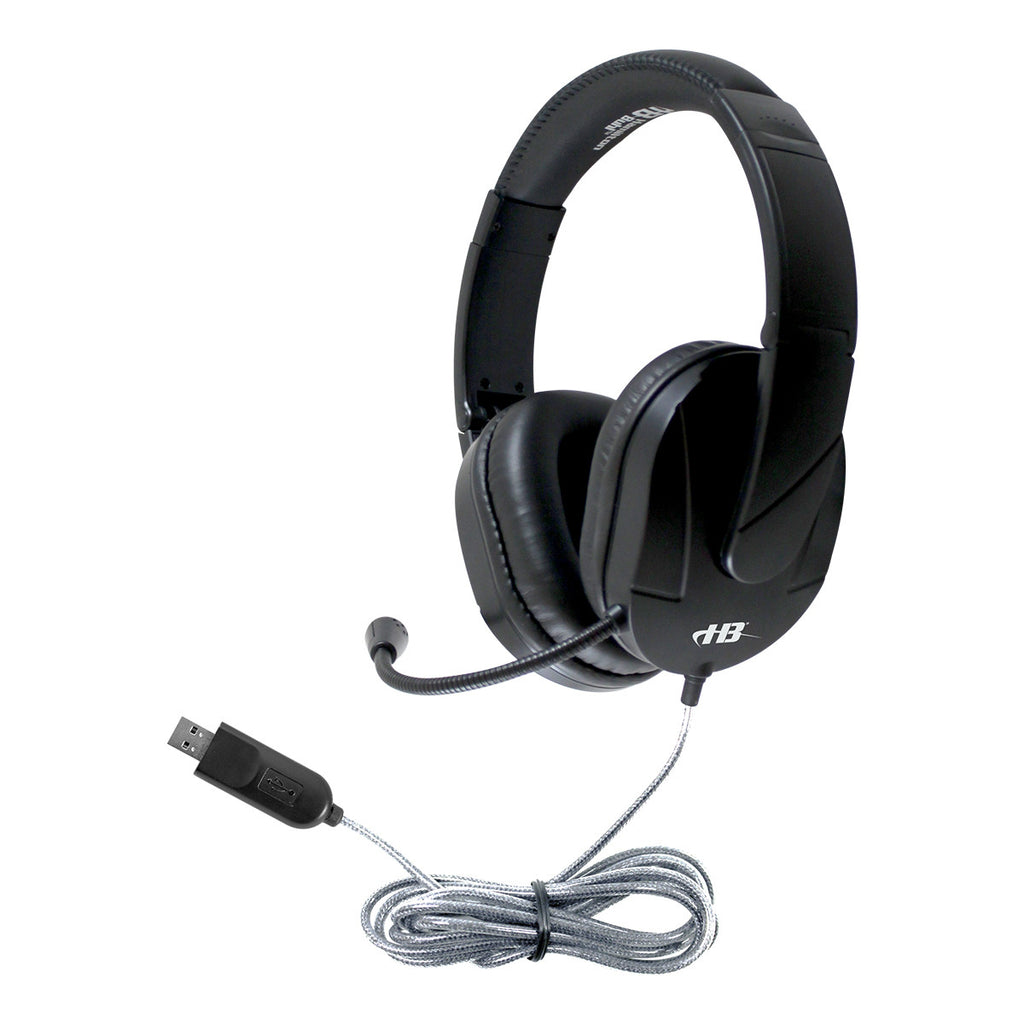 Mach-2 multimedia stereo school headset with microphone and USB-A connector for classroom computers