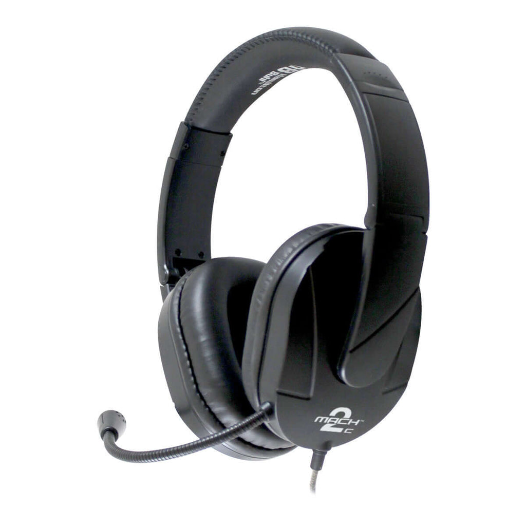 MACH-2 USB-C multimedia stereo over-ear headset with steel reinforced gooseneck microphone for classroom computers