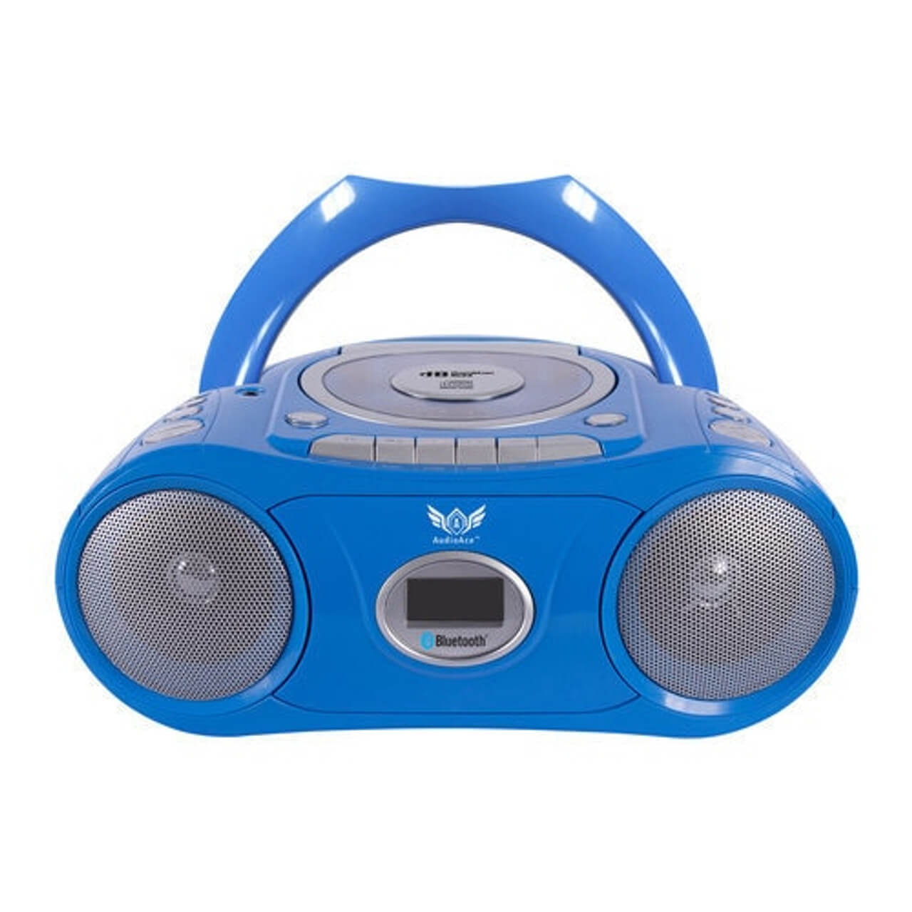 6-Person Listening Center with Boombox & 3 Designs Primo Headphones featuring a blue Bluetooth boombox.