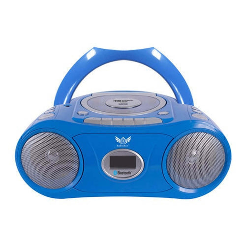 AudioAce 6-Station Listening Center Smart-Trek Headphones blue boombox with Bluetooth and speakers.