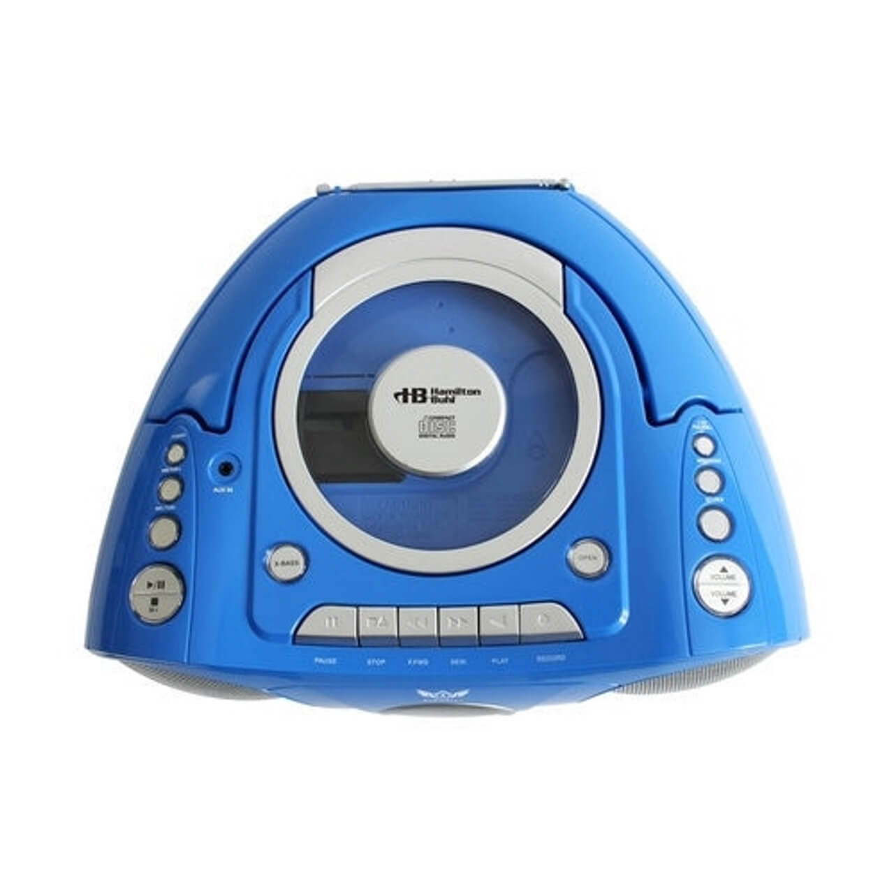 6-Person Listening Center with Boombox & 3 Designs Primo Headphones - Blue AudioAce boombox