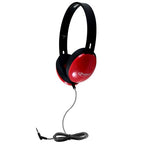 HamiltonBuhl Primo stereo headphones in red for classroom use