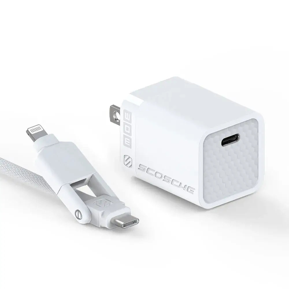 Scosche PowerVolt 30W USB-C fast wall charger bundle compact high speed charger with USB C port for phones and tablets