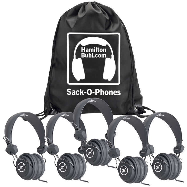 HamiltonBuhl Sack-O-Phones with 5 Favoritz Headsets & Carry Bag