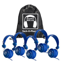 Thumbnail for HamiltonBuhl Sack-O-Phones 5 Blue Favoritz Headsets with In-Line Microphone and TRRS Plug