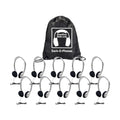 Sack-O-Phones pack with 10 HA2 school headphones in mesh storage bag