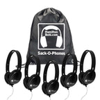 HamiltonBuhl Sack-O-Phones 5 Pack Primo Stereo Headphones - Black