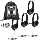 HamiltonBuhl Sack-O-Phones with 4 Black Primo Headphones and 3.5mm Jackbox