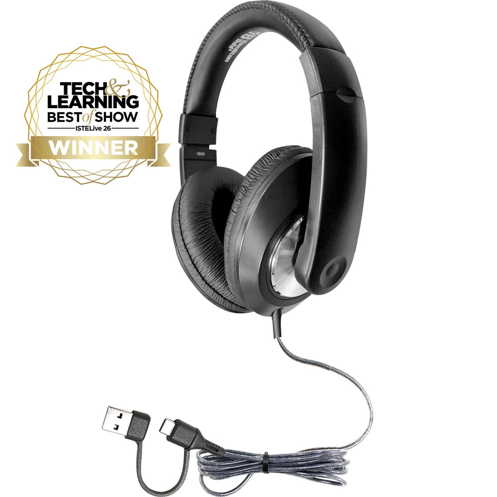 HamiltonBuhl Smart-Trek Deluxe USB-C Headphone with USB-A Adapter – ST1BKUC