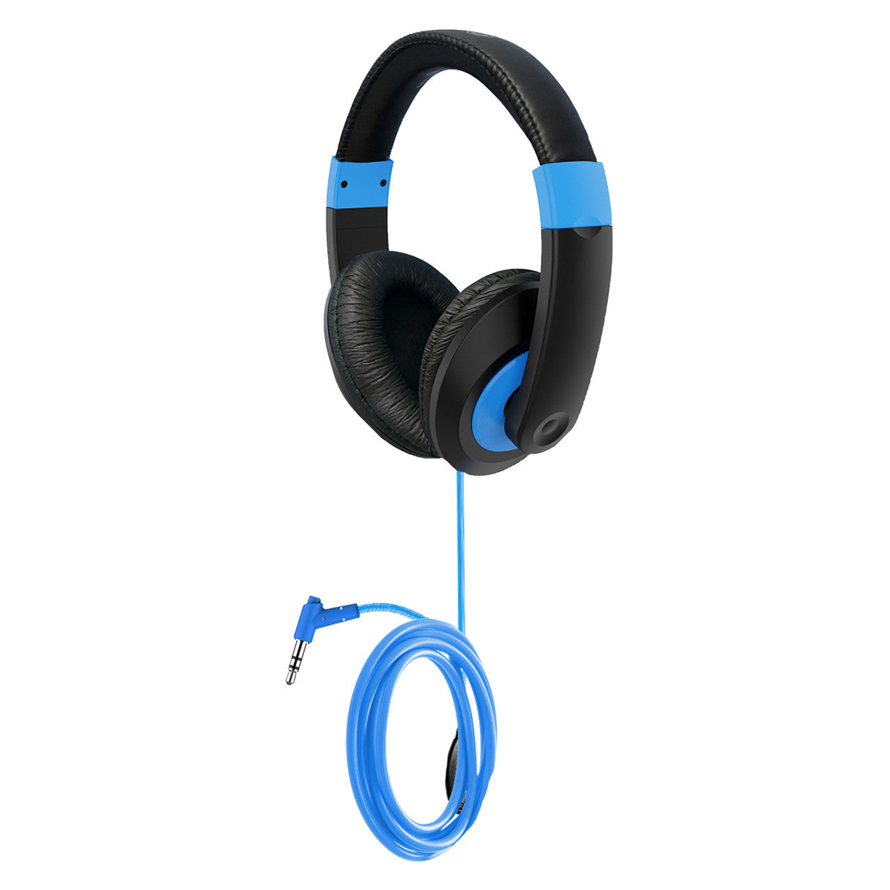 AudioAce 6-Station Listening Center Smart-Trek Headphones with black and blue design and audio cable.