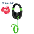 HamiltonBuhl Smart-Trek Deluxe Stereo Headphones – Green Accents – 50 Pack