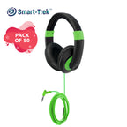 HamiltonBuhl Smart-Trek Deluxe Stereo Headphones – Green Accents – 50 Pack