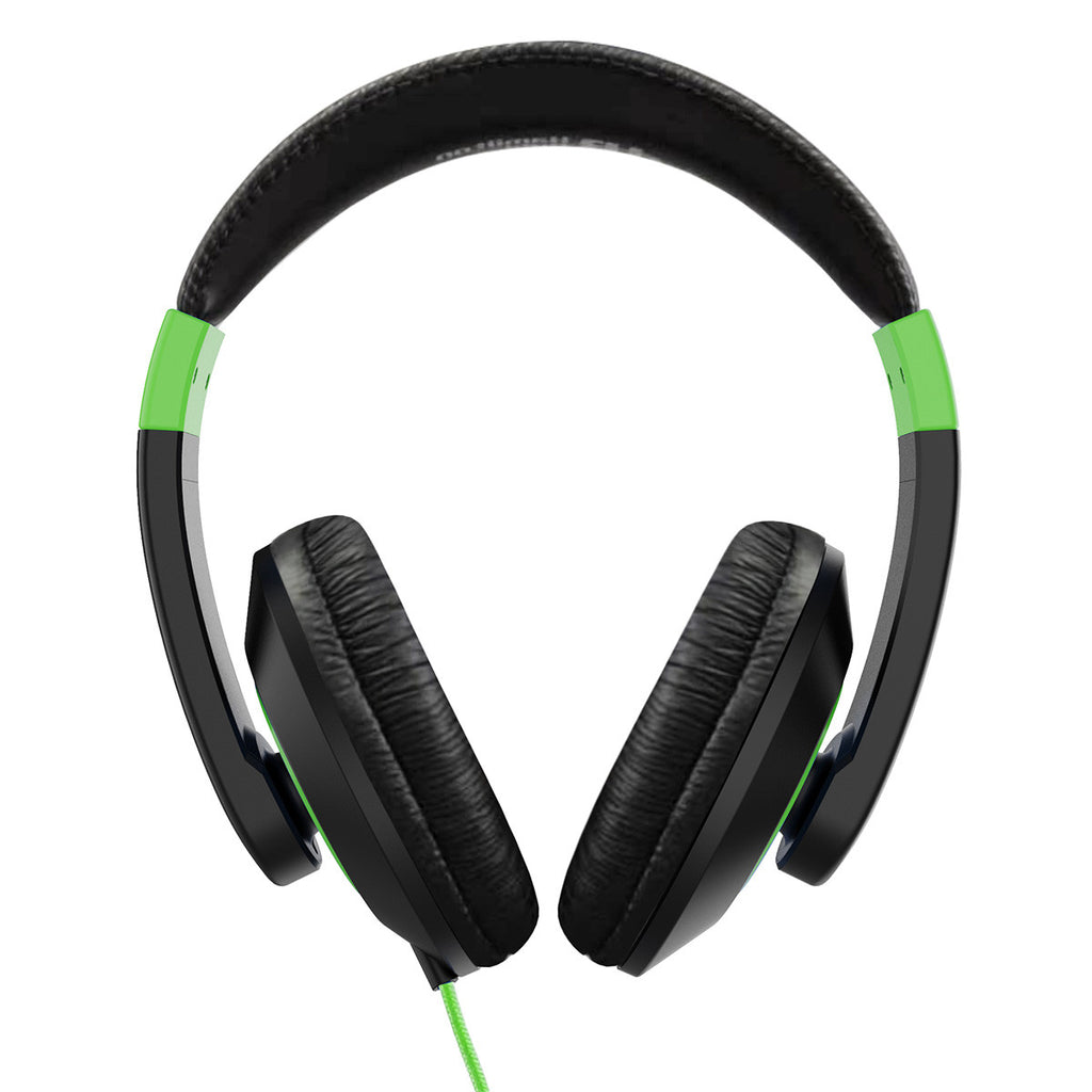 HamiltonBuhl Smart-Trek Deluxe Stereo Headphones – Green Accents – 50 Pack