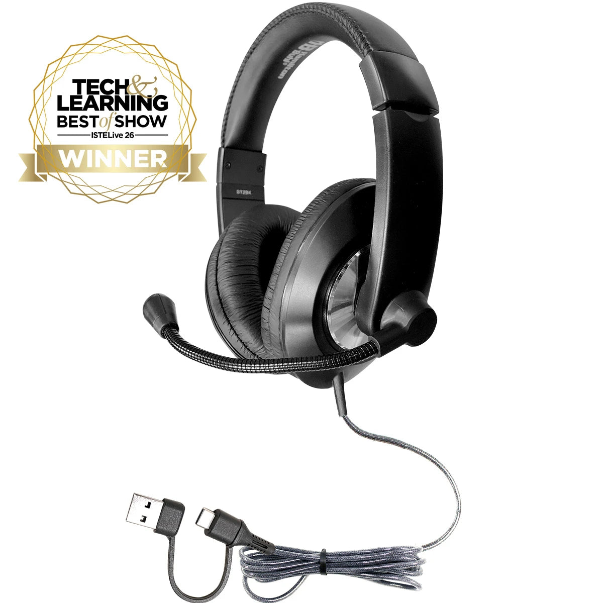 HamiltonBuhl Smart-Trek Deluxe USB-C Headset with Microphone & USB-A Adapter – ST2BKUC