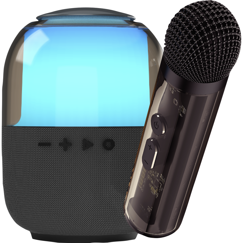 SWAY Minioke LED Go karaoke speaker portable Bluetooth speaker with built in microphone colorful LED lights and compact design
