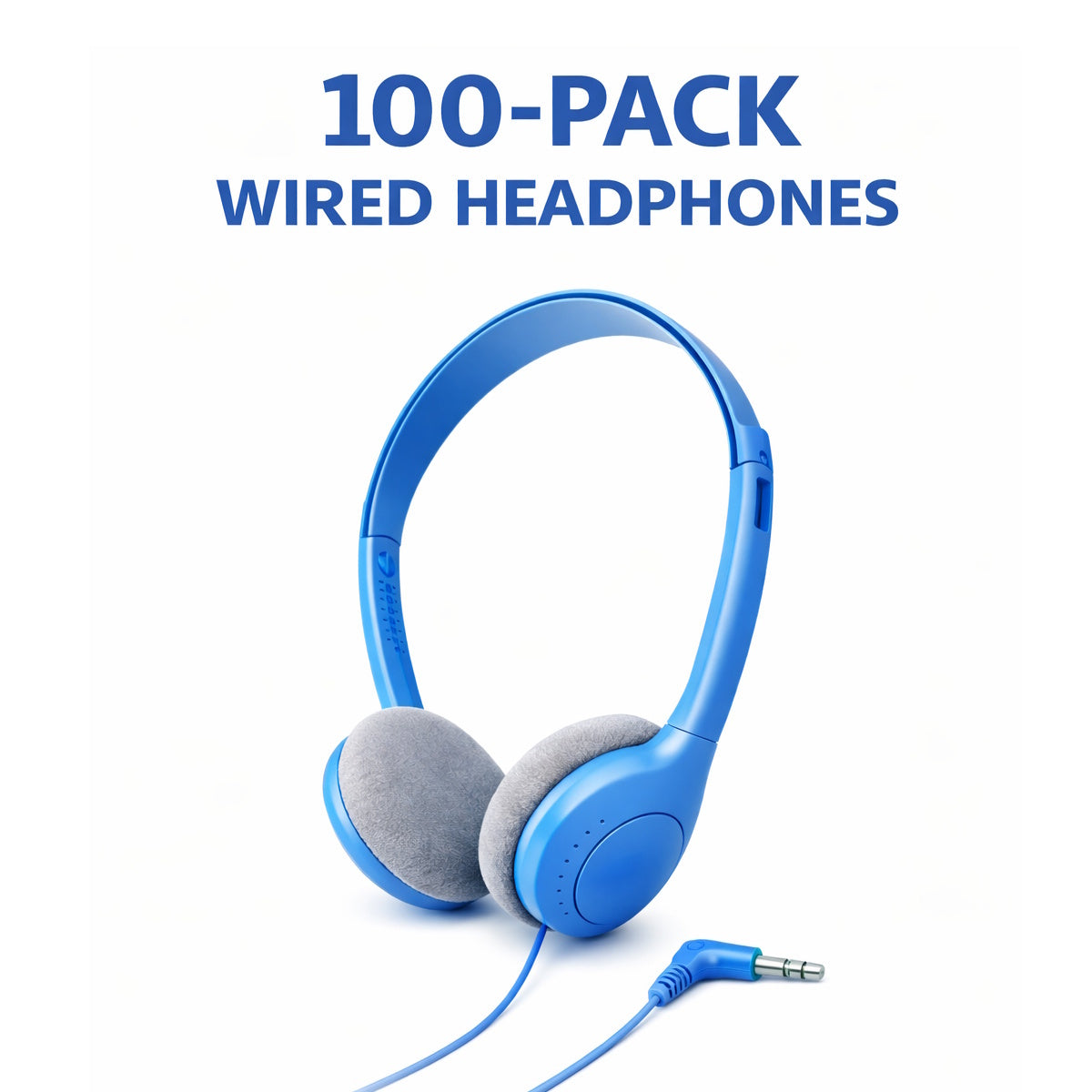 SoundLH Classroom Headphones – Blue On-Ear, Foam Cushions - 100 pack