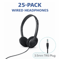 SoundLH Classroom Headphones Black On-Ear, Foam Cushions 25 pack